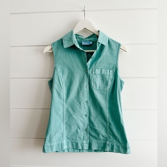 Denver Hayes Tops - Denver Hayes Sleeveless Button Down Top - Small